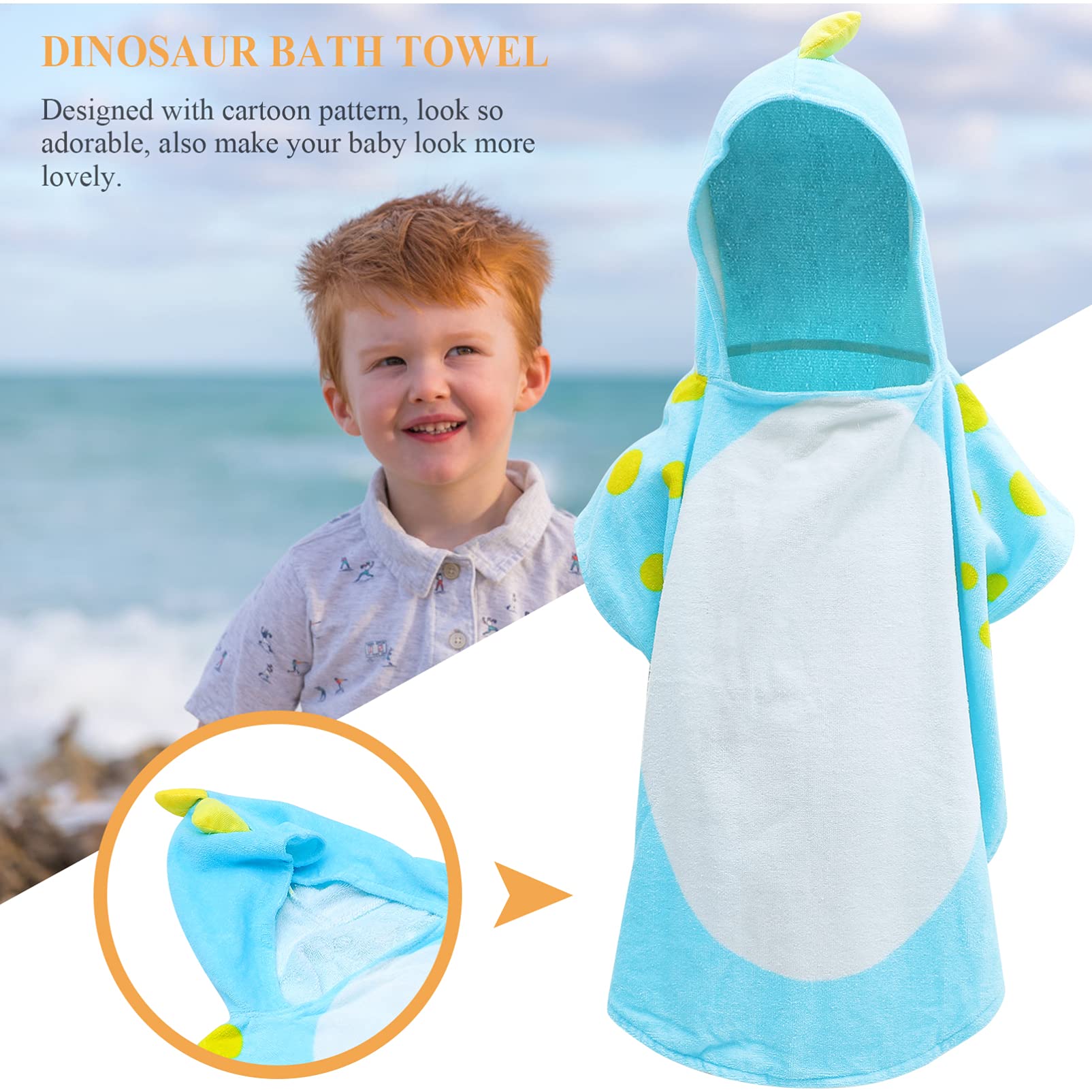 Abaodam Serviette de Bain à Capuche pour Bébé en Coton, Motif Dinosaure, Ultra Absorbante, Lavable en Machine, Bain