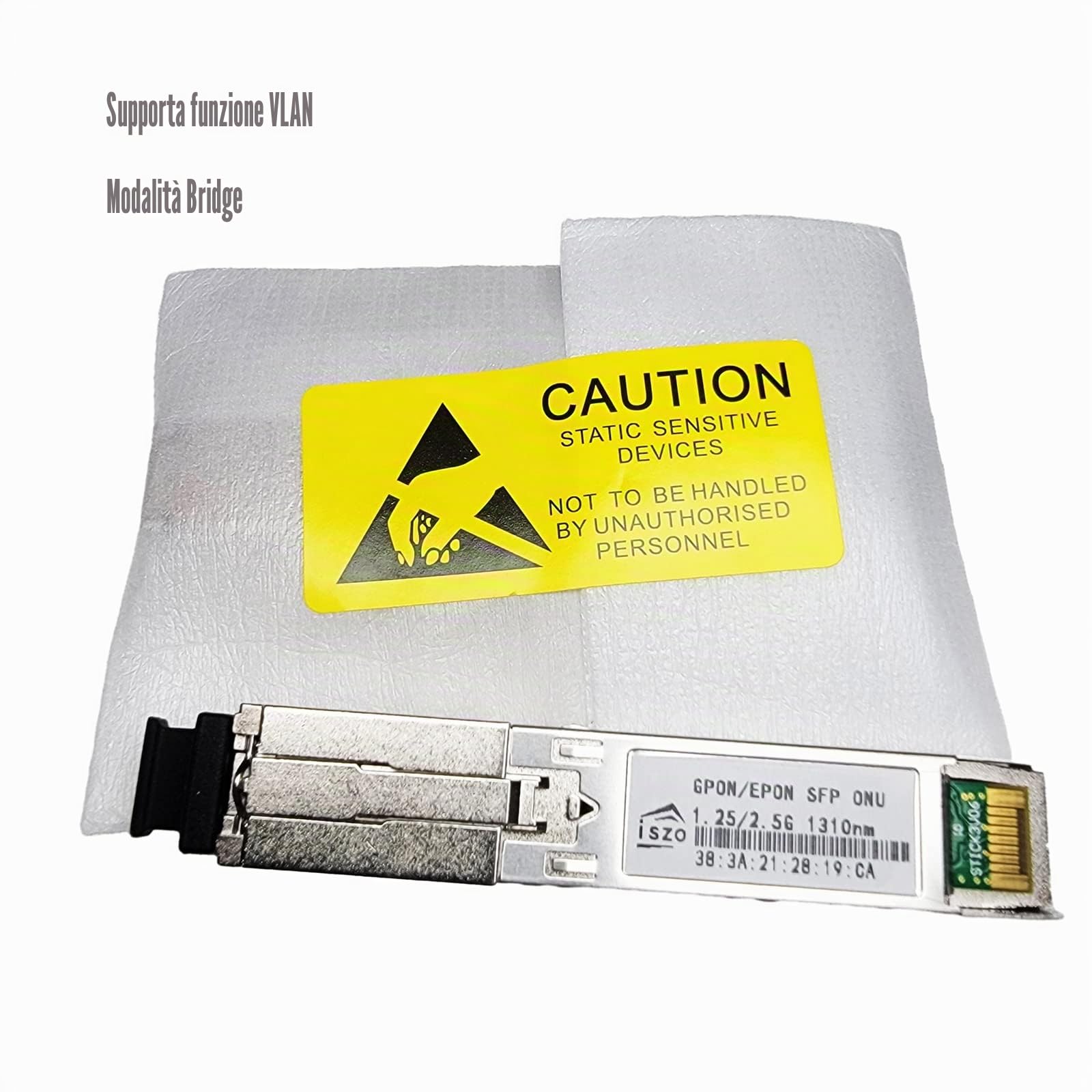 iszo 1.25G/2.5G XPON/GPON/EPON ONU, SFP Stick ONU, supporto MAC SN LOID Modifica, porta SFP, per switch di rete/router/convertitore multimediale, modem in fibra ottica