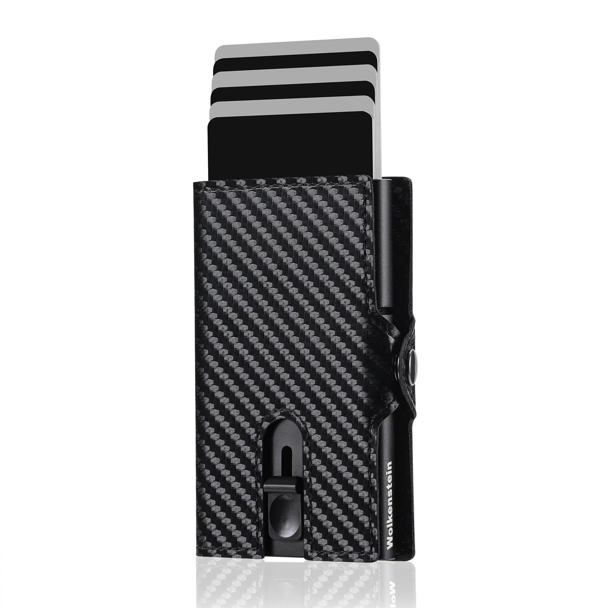 Wolkenbach Porta Carte Di Credito In Vera Pelle Con Scomparto Monete - Portafoglio Sottile Uomo Con Protezione RFID E Scatola Regalo
