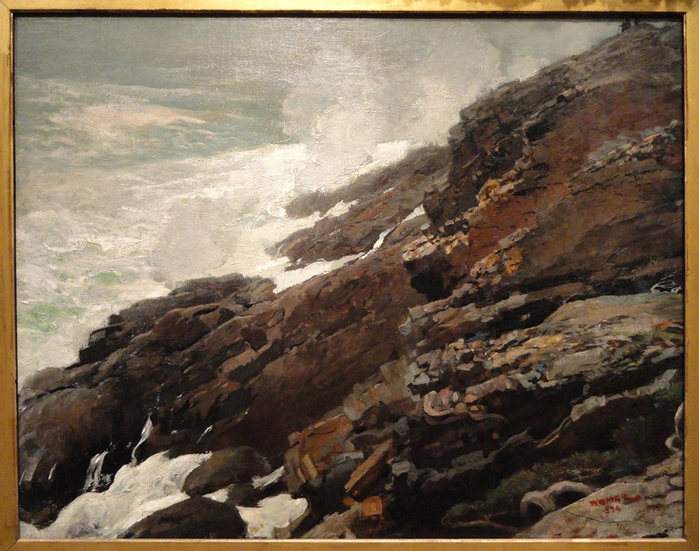 Poster Winslow Homer High Cliff Coast of Maine grand format cadre noir mat moderne