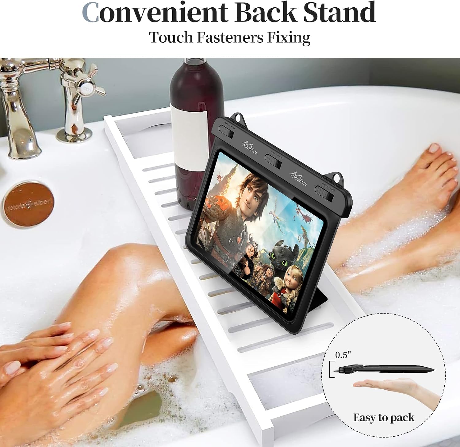 MoKo Waterproof Tablet Pouch Holder Dry Bag for Bathroom Kitchen Stand Case Compatible with iPad Mini 6/5/4/3 - Image 4
