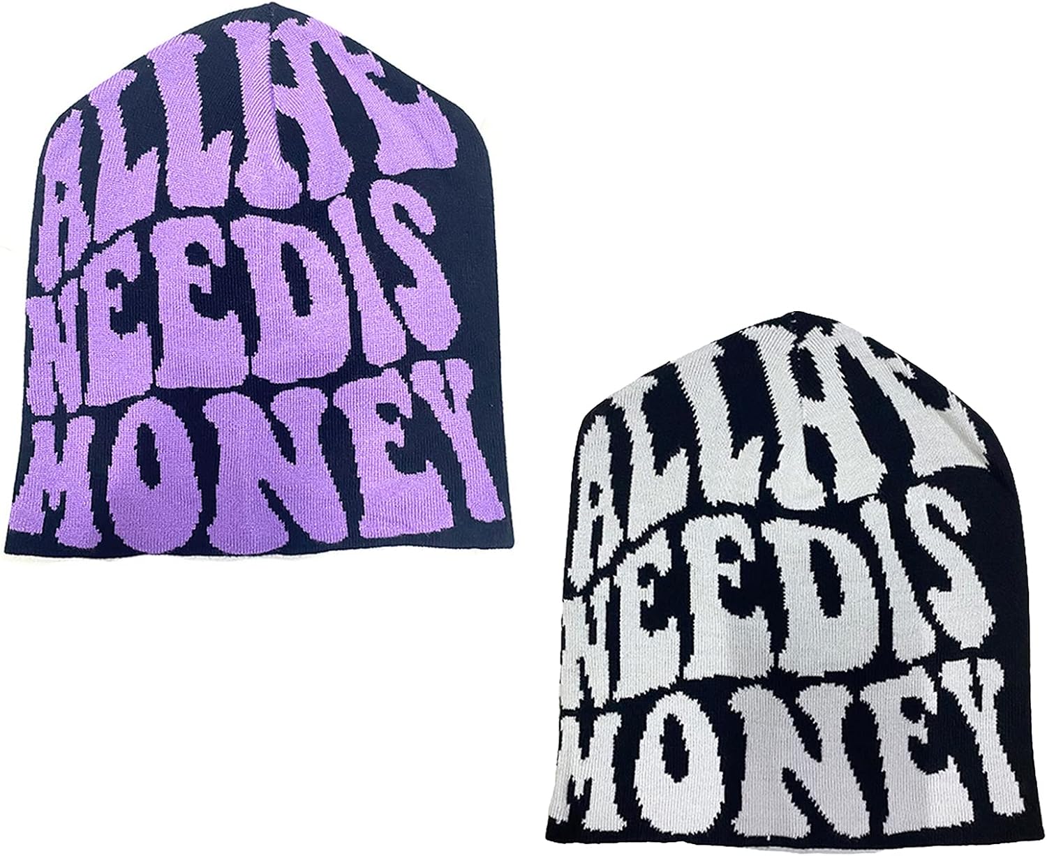 Beanies Need is Money Knit Hat Grunge Slouchy Skullies Women Skull Cap Skullies