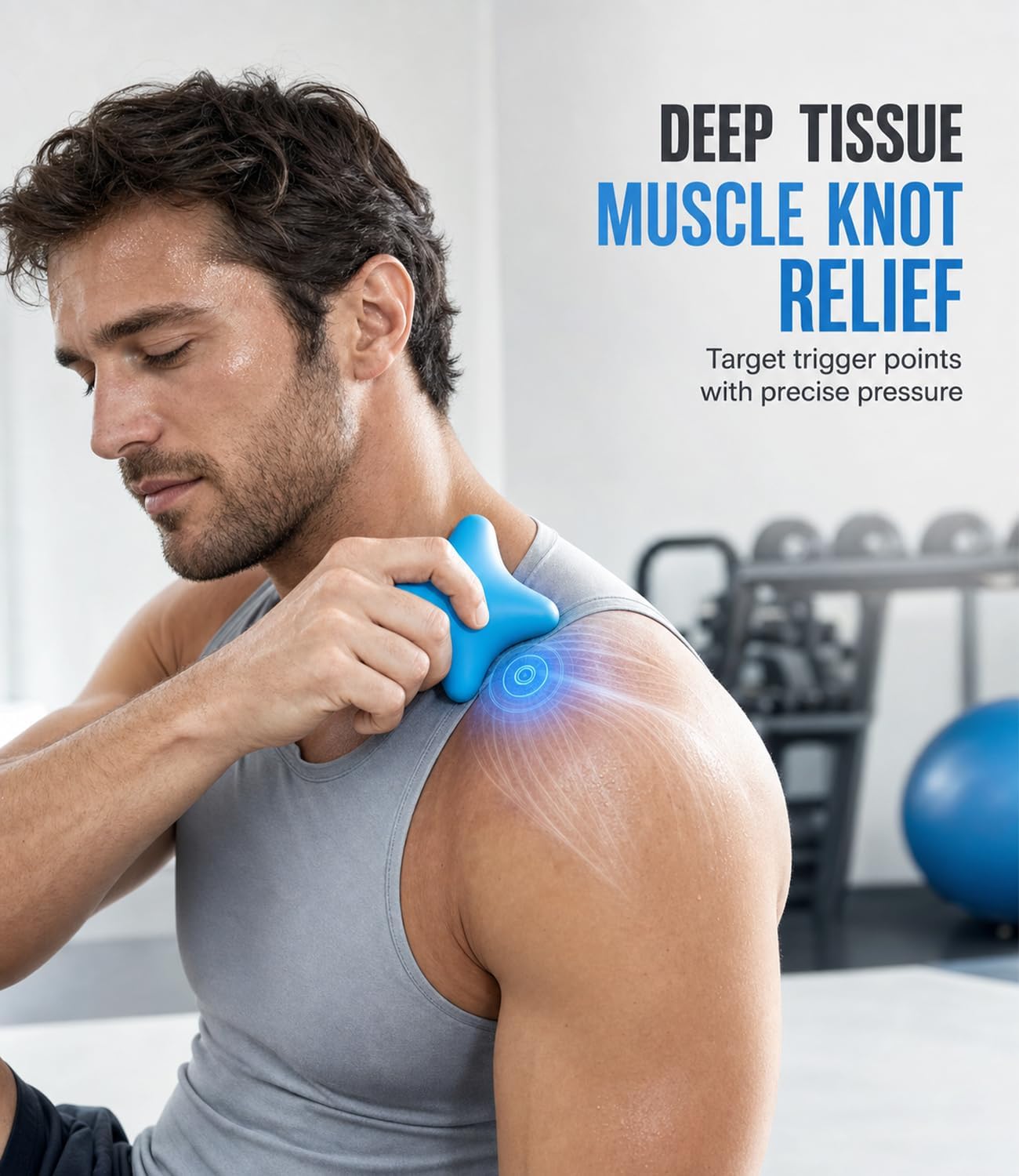 Trigger Point Massage Tool, 3" × 2.6", Deep Tissue Manual Massage Ball for Muscle Knots & Myofascial Release, Physical Therapy Tool for Plantar Fasciitis, Foot Hand Hip & Back Soreness Relief