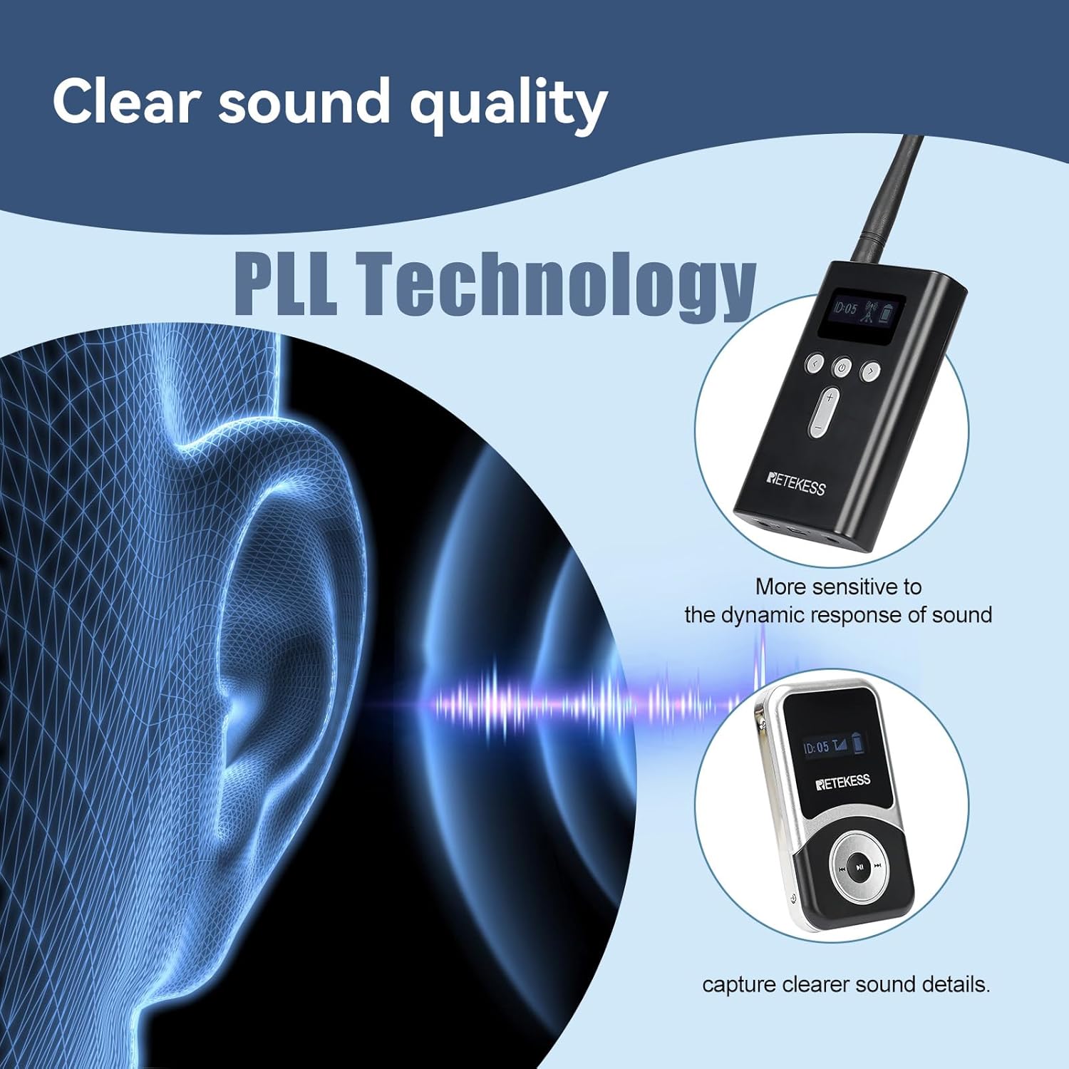 Retekess T130S Wireless Tour Guide System, Church Translation System, 2nd Generation T130, 100m/328ft, Tour Guide Headsets for Plant,School (2TX 30RX)