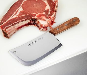 Arcos Kitchen Cleaver Knife - Bone and Meat Chopper. 180 mm NITRUM Stainless Steel Blade. Jatoba Wood Handle. Brown Color. Atlantic Series