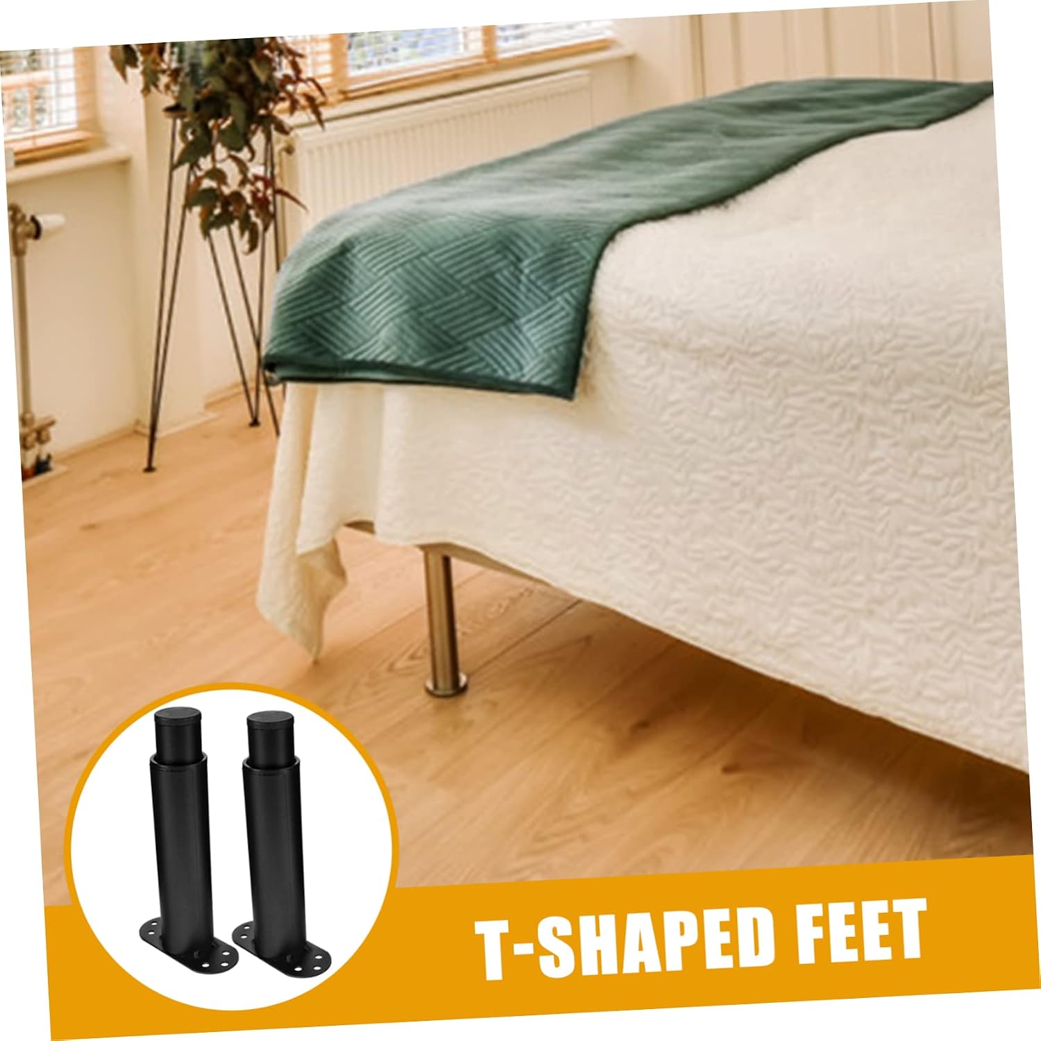 Lurrose 2pcs Adjustable Bed Frame Center Support Legs Sturdy Replacement Parts for Bed Sofa and Cabinet Height Cold-Rolled Screws Pads