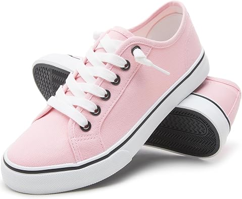 XRH Womens Non Slip Work Shoes Slip On Black Canvas Sneakers | Black White Canvas Slip On Sneakers. Non Slip Casual Tennis Shoes, Lightweight Low Top for Work & Daily Wear