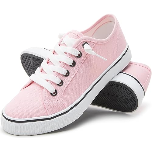Women Canvas Sneaker Slip On Non Slip Casual Shoes Lace Up Canvas Low Top White Shoes Loafers for Women Fashion Black Sneaker