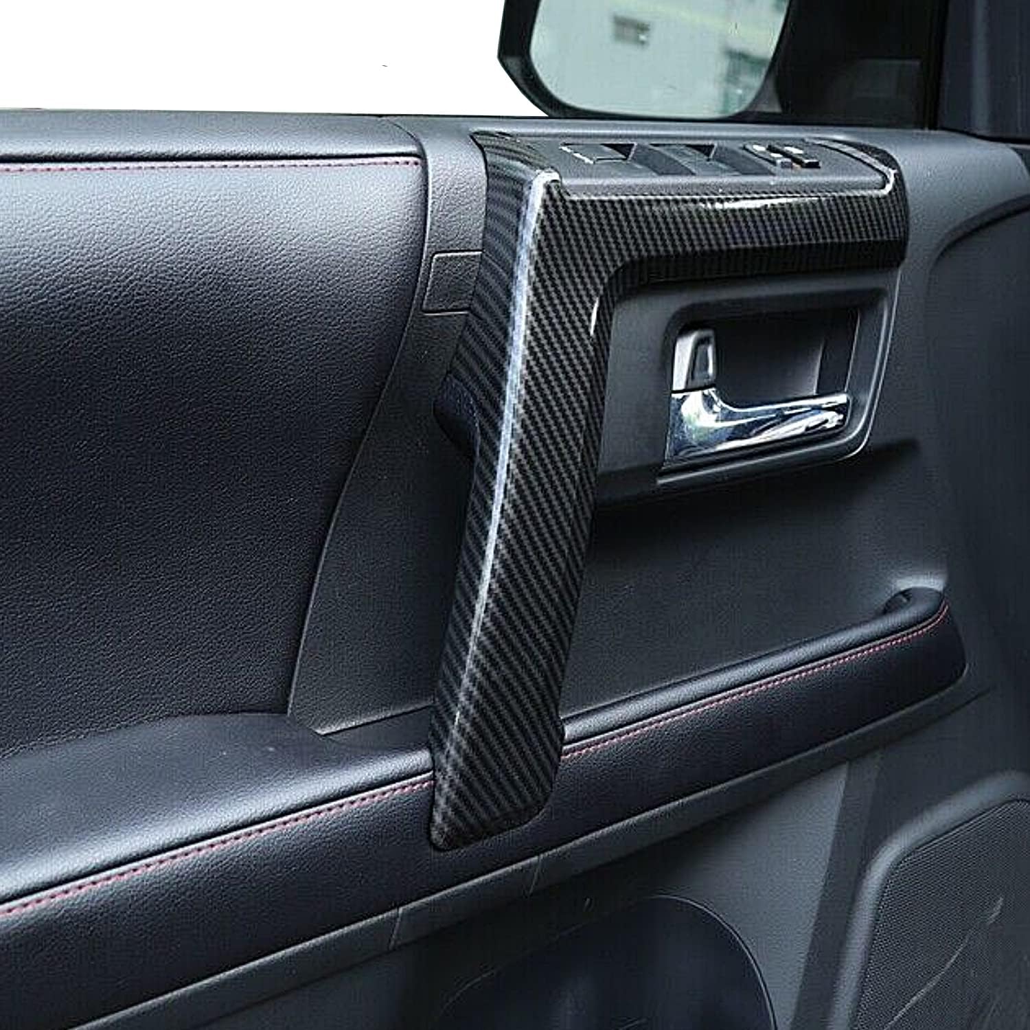 Voodonala Interior Door Armrest Grab Handle Cover for Toyota 4Runner 2010-2020 (Carbon Fiber Black,4pcs/set)