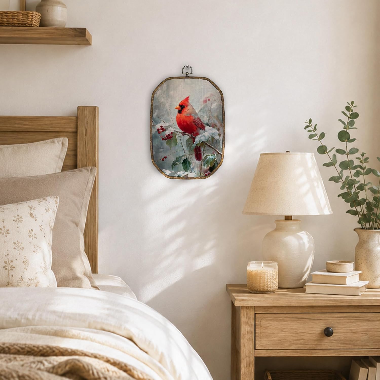 TOUZISOU Rustic Winter Christmas Cardinal Octagonal Wall Art Decor 7x10 image 4