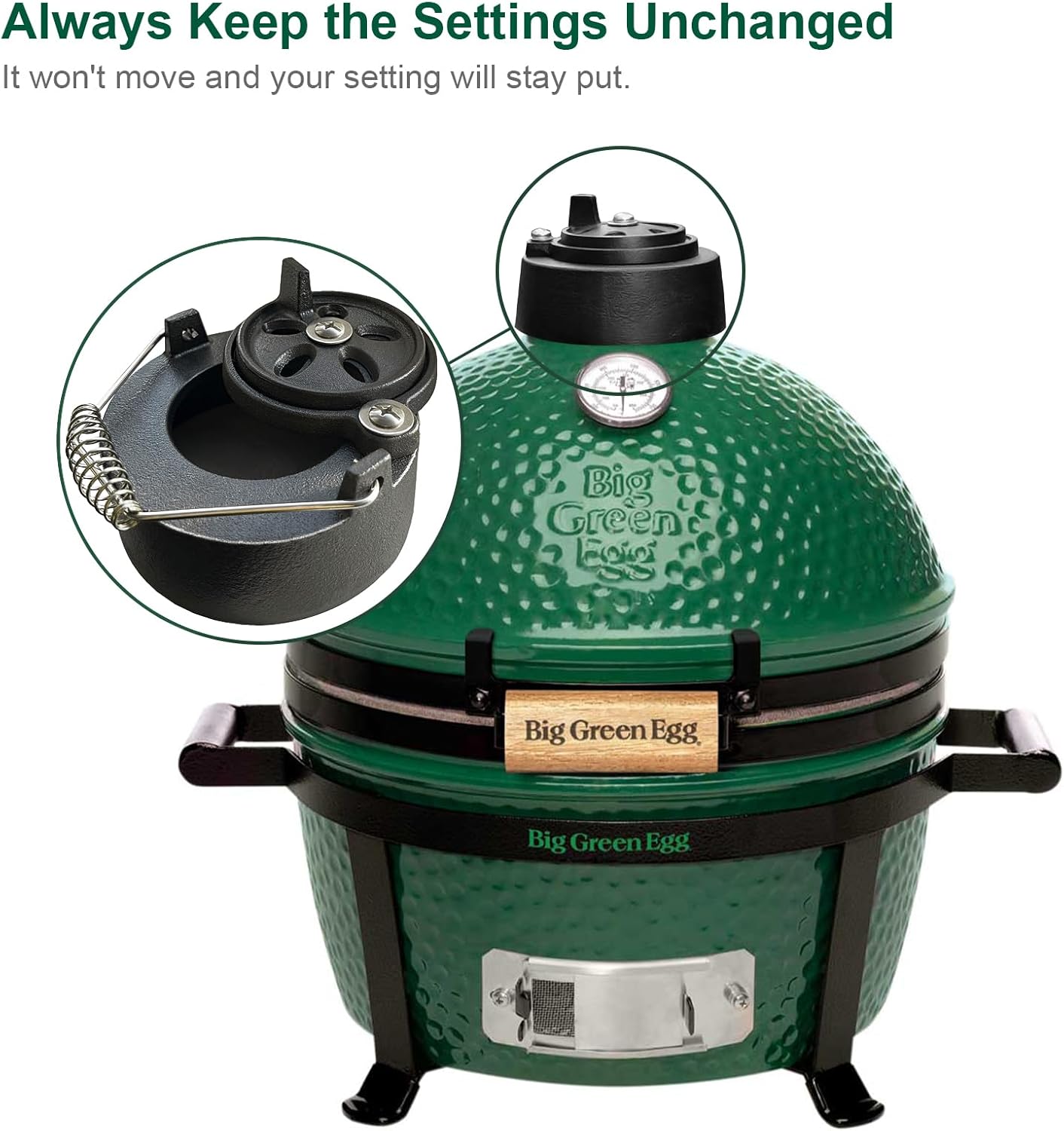 Cast Iron Cap for Big Green Egg Dual Function Metal Top, Daisy Wheel Chimney Cap for Small/MiniMax Big Green Egg Accessories Replacement