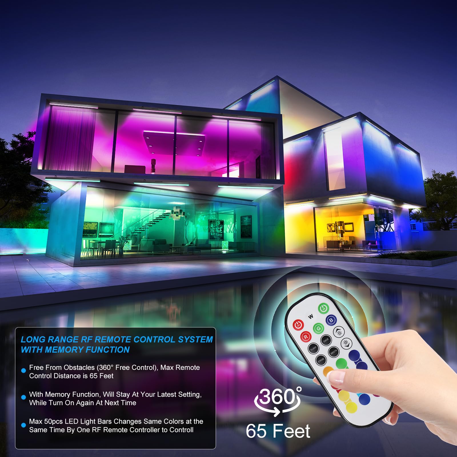 RGB LED Wall Washer Light, 48W Color Changing IP66 Waterproof Light Bar With Remote - Perfect For Parties, Weddings & Outdoor Lighting