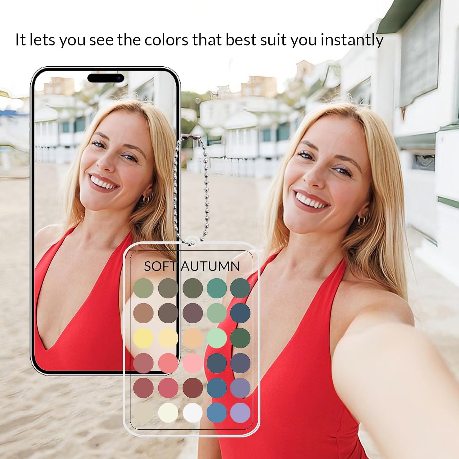 12Pcs Season Color Palette Cards,Clear Acrylic Season Color Analysis Swatchs Keychain,Color Matching Guide for Styling,Outfits,Makeup(Color Analysis Card)