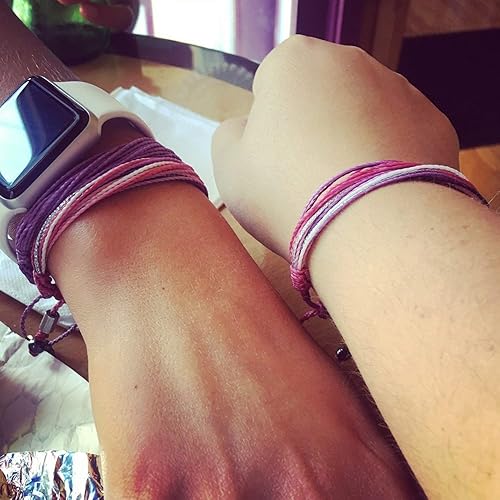 Miniatura 3 de Mother Daughter Bracelets - Mother's Day Gift Jewelry Set of 2 or More Matching Mom and Me Hot Pink Purple Adjustable String Friendship Bracelets -