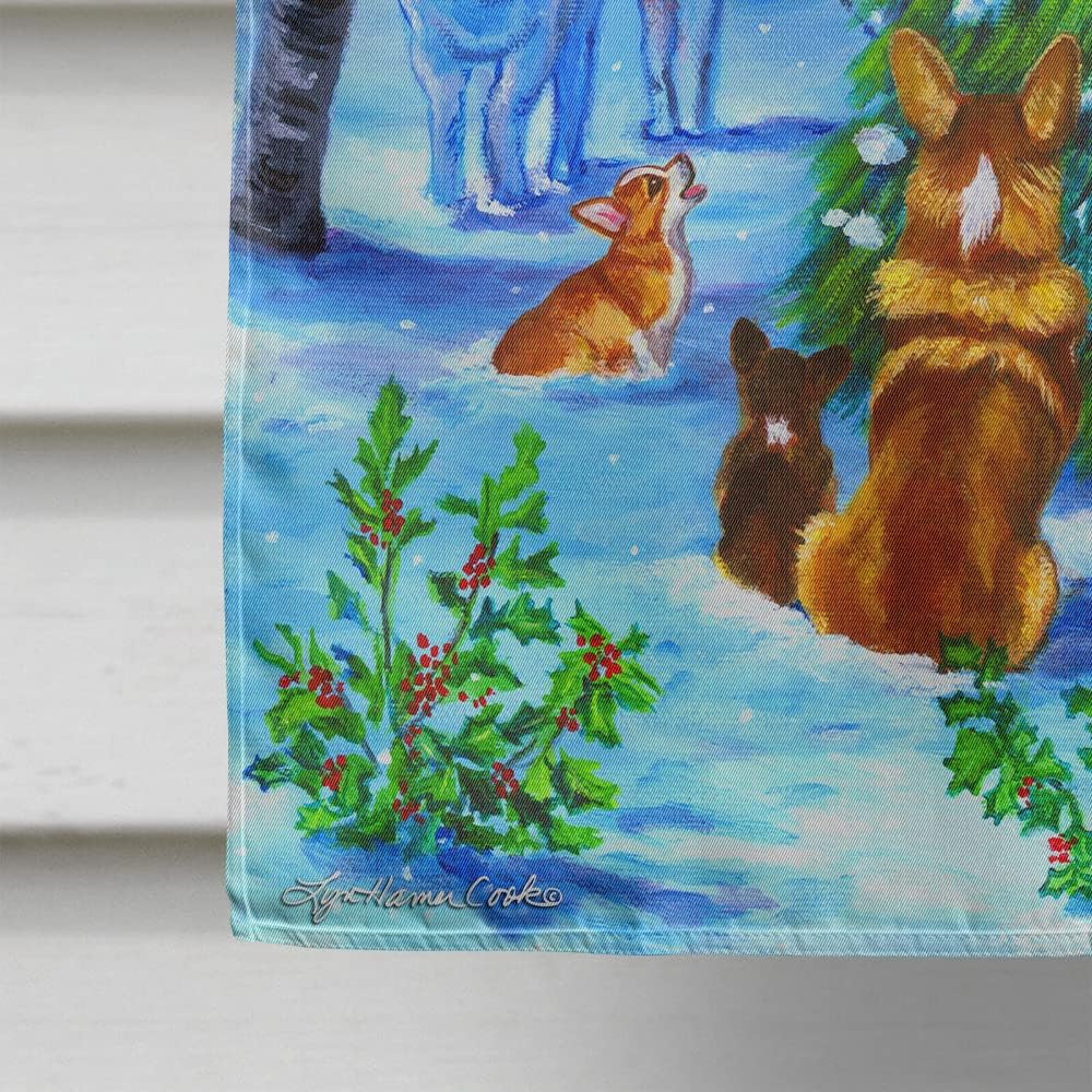 Caroline's Treasures 7304CHF Corgi Christmas Peace House Flag Large Porch Sleeve Pole Decorative Outside Yard Banner Artwork Wall Hanging, Polyester, House Size, Multicolor