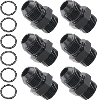 6 PCS 8AN Flare to 8AN ORB Male O-ring Boss Fuel Rail Adapter Fitting Black Suitable for Vehicle Fuel Oil Line Modification