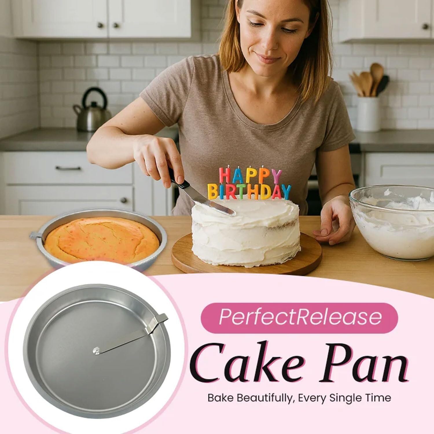 Teglia for Torta Perfectrelease, con Lama Girevole Integrata, for Cuocere Senza Sforzo La Cheesecake, Stampo da Forno Rotondo Antiaderente for Cuocere Tutti I Tipi di Basi(1pcs)
