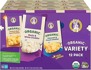 Annie Organic Mac and Cheese Variety Pack, 12 Count, 72 oz – Includes 4 Boxes Each of 3 Delicious Flavors, Perfect for Wholesome, Quick, and Easy Meals.