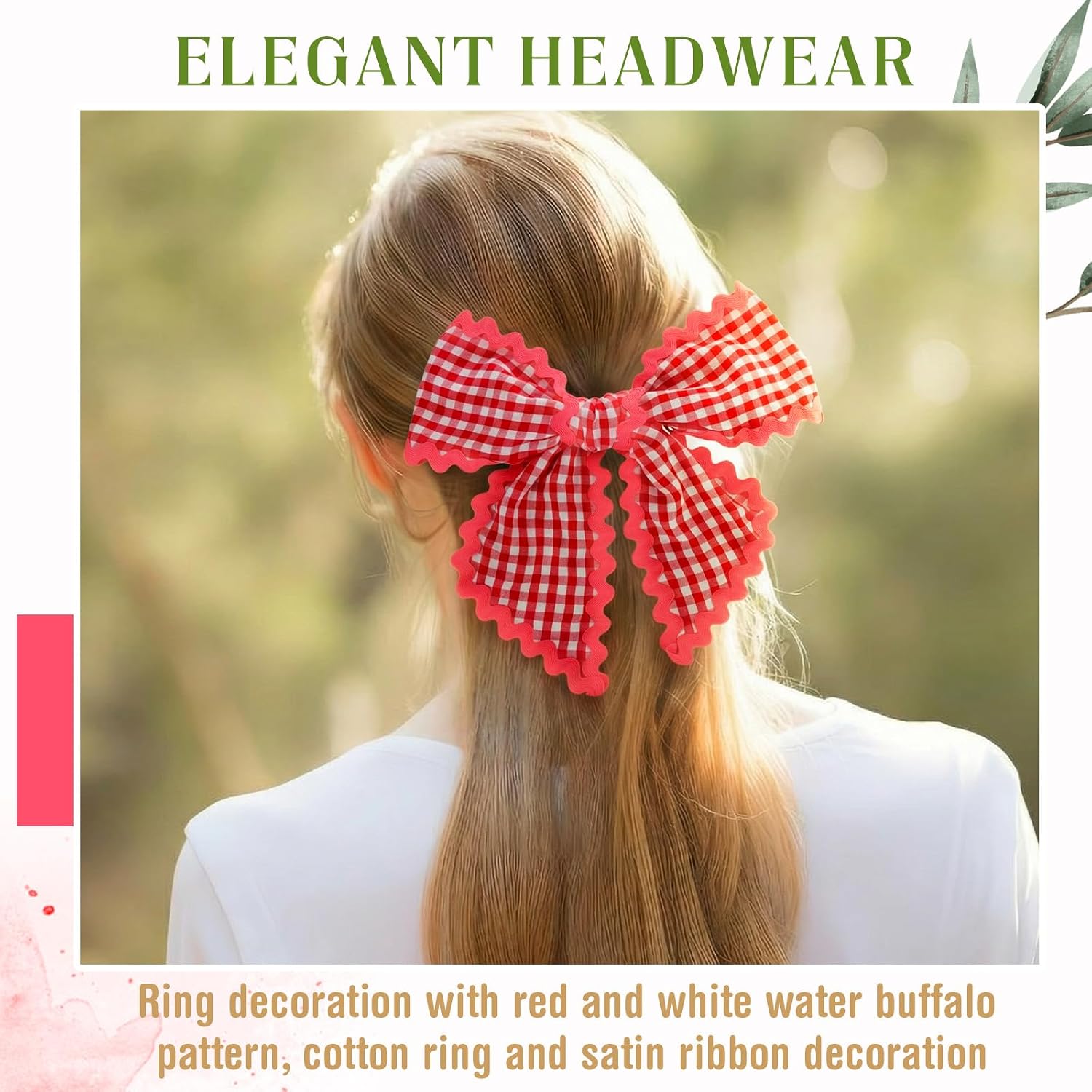 Giegxin 2 Pcs Wreath Sash for Front Door Plaid Canvas RIC Rac Trim Wreath Sash Accessories Garland Ribbon for Yard Doorway Patios Indoor Outdoor Wedding Bridal Shower Home Decor(Red and White)