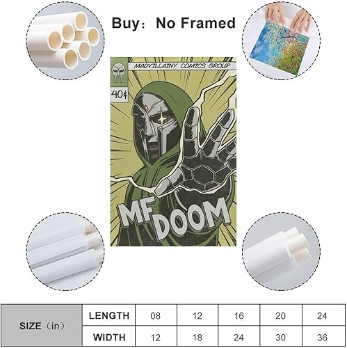 Miniatura 2 de MF DOOM - Póster de rapero hip-hop, lienzo artístico para decoración de dormitorio, 12 x 18 pulgadas, estilo 5