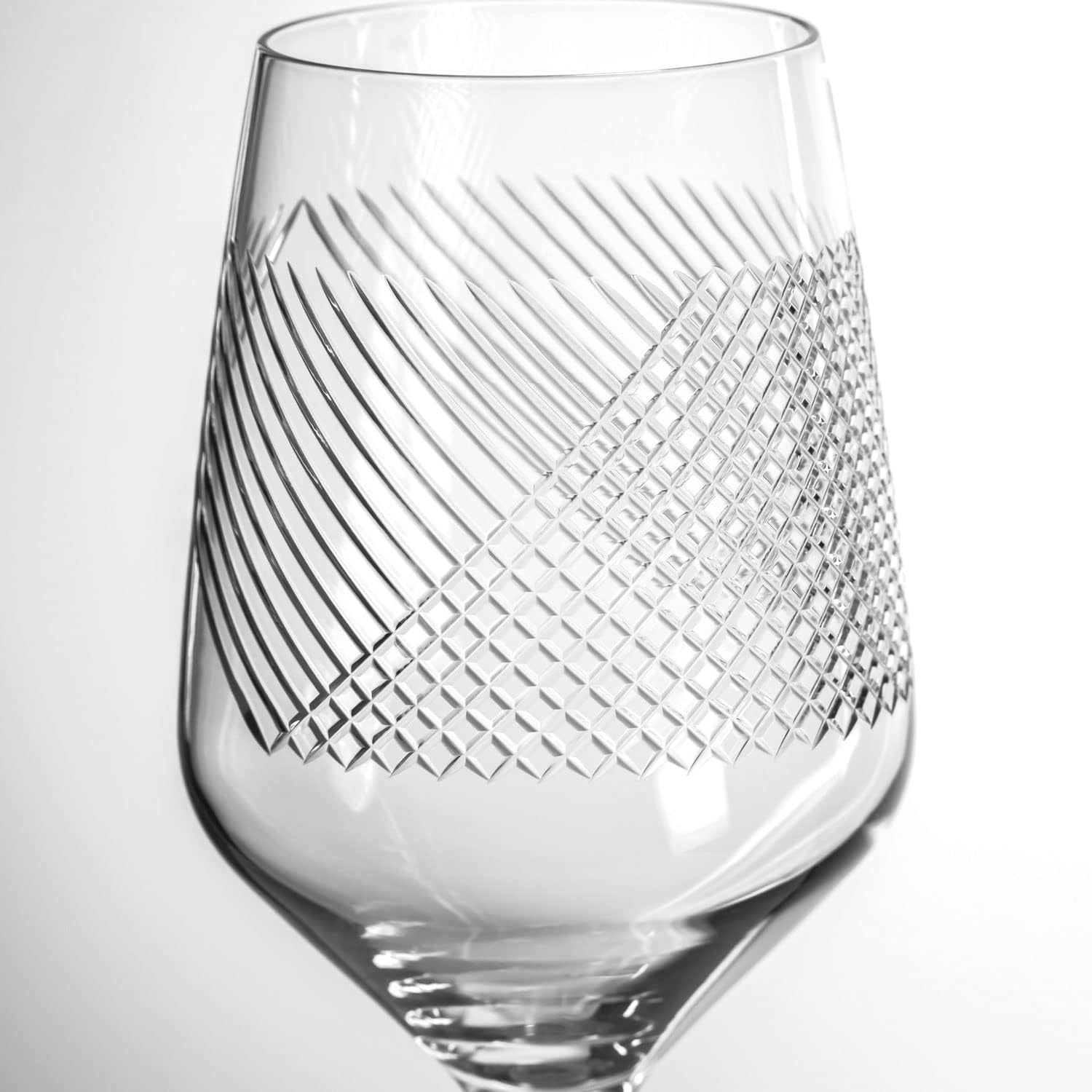 Rolf Glass Bourbon Street 10.75oz White Wine Stemmed Wine Glass Set of 4 | Lead-free Glassware | Diamond-Wheel Engraved and Polished | Classically Modern Designs | Made in the USA