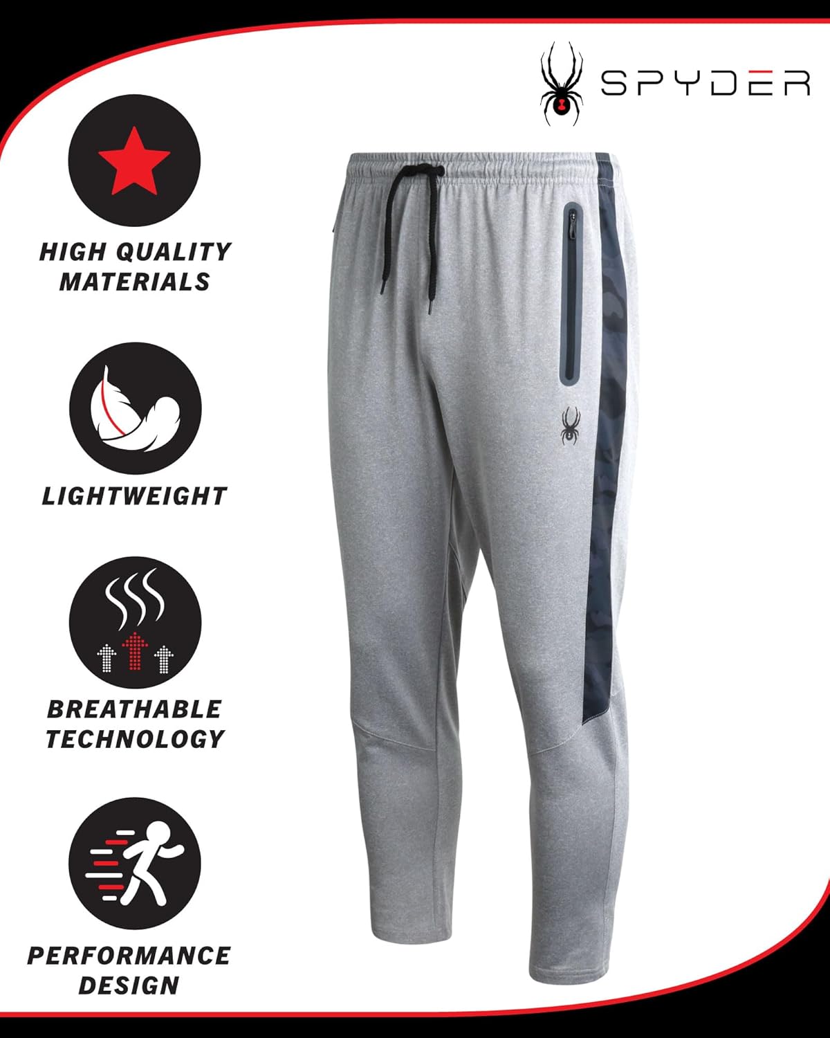 Spyder Mens Sweatpants with Pockets - Athletic Performance Tech Joggers for Men, Terry Workout Pants for Gym, Running, Hiking - Image 2