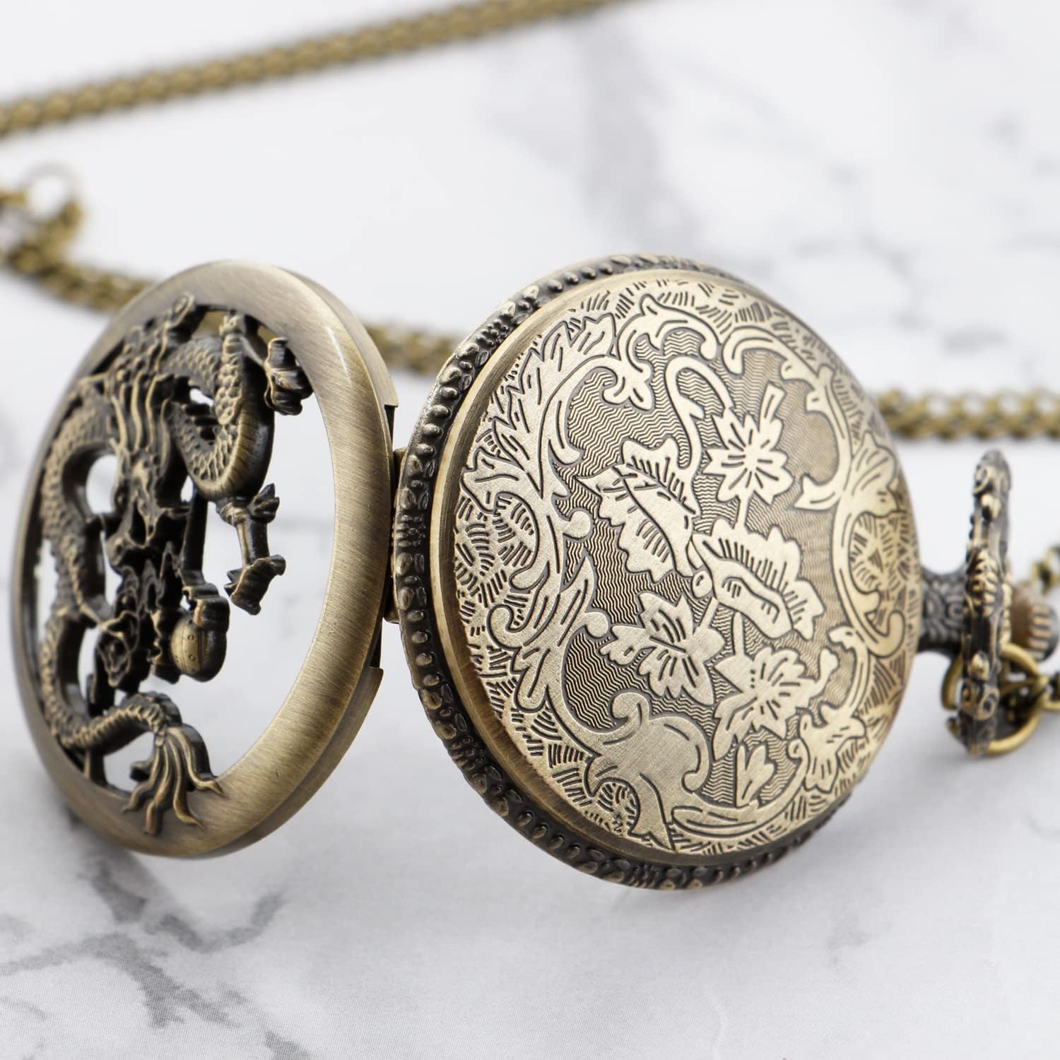 Mens Quartz Pocket Watch Green Eyes Round Case Shape Pendant Necklace Pocket Watch