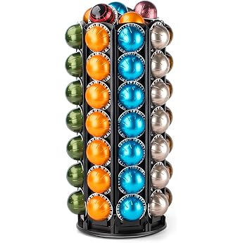 Bagoo Nespresso Vertuoline Carousel Holder with Central Storage for Additional Pods Nespresso Vertuo Pods 56+