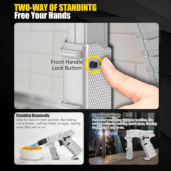 Refillable Butane Torch Lighter with LED Indicator for Cooking, Soldering
