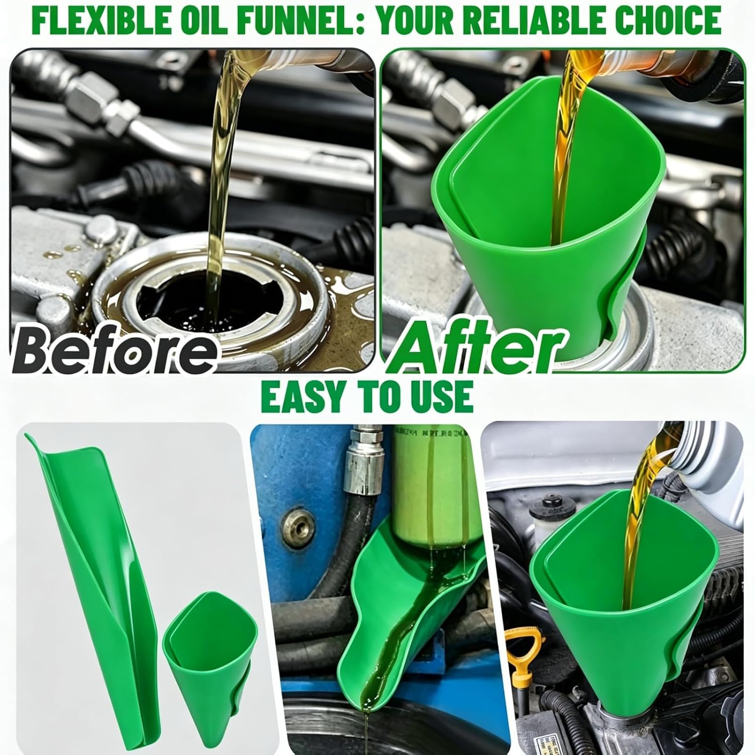Flexible Foldable Oil Funnel Bendable Form a Moldable Draining Tools