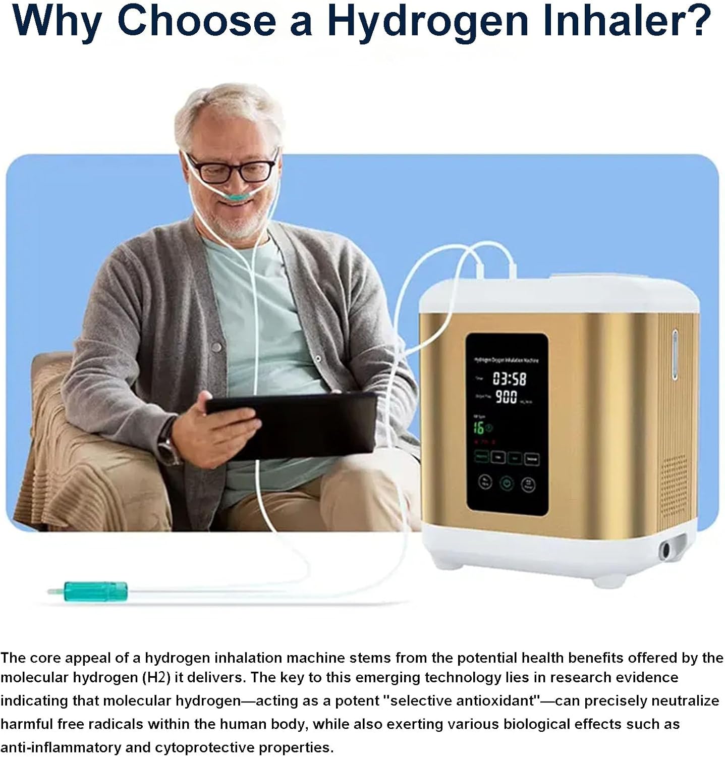 SPE PEM Technology Hydrogen Inhalation Machine 600ml/900ml, H2 Inhaler, Hydrogen Water Generator, Brown's Gas Breathing Device for Home