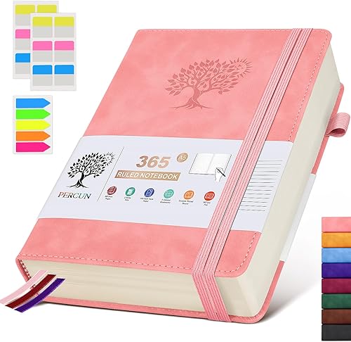 Miniatura 13 de Cuaderno rayado A4, 365 páginas de gran tamaño de cuero para escribir para mujeres y hombres, cuaderno de tapa dura con páginas gruesas de 100 g/m²