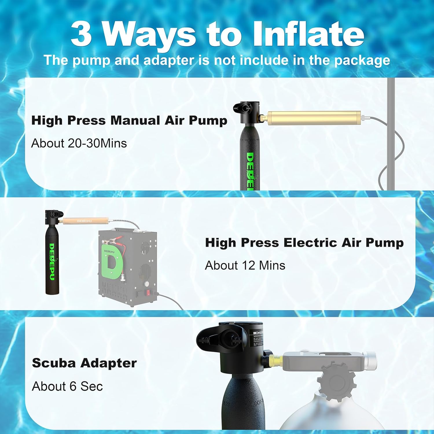 DEDEPU Mini Scuba Tank, 0.5L Scuba Diving Tank for Underwater Breathing, up to 10 Minutes Dive Time Portable Lung Diving Tank with 3000 PSI Max Pressure, Emergency Rescue Pony Bottle