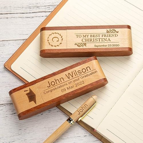 Miniatura 6 de Juego de bolígrafos y estuches de madera personalizados, bolígrafo de madera natural, regalo de cumpleañosNavidadgraduación para