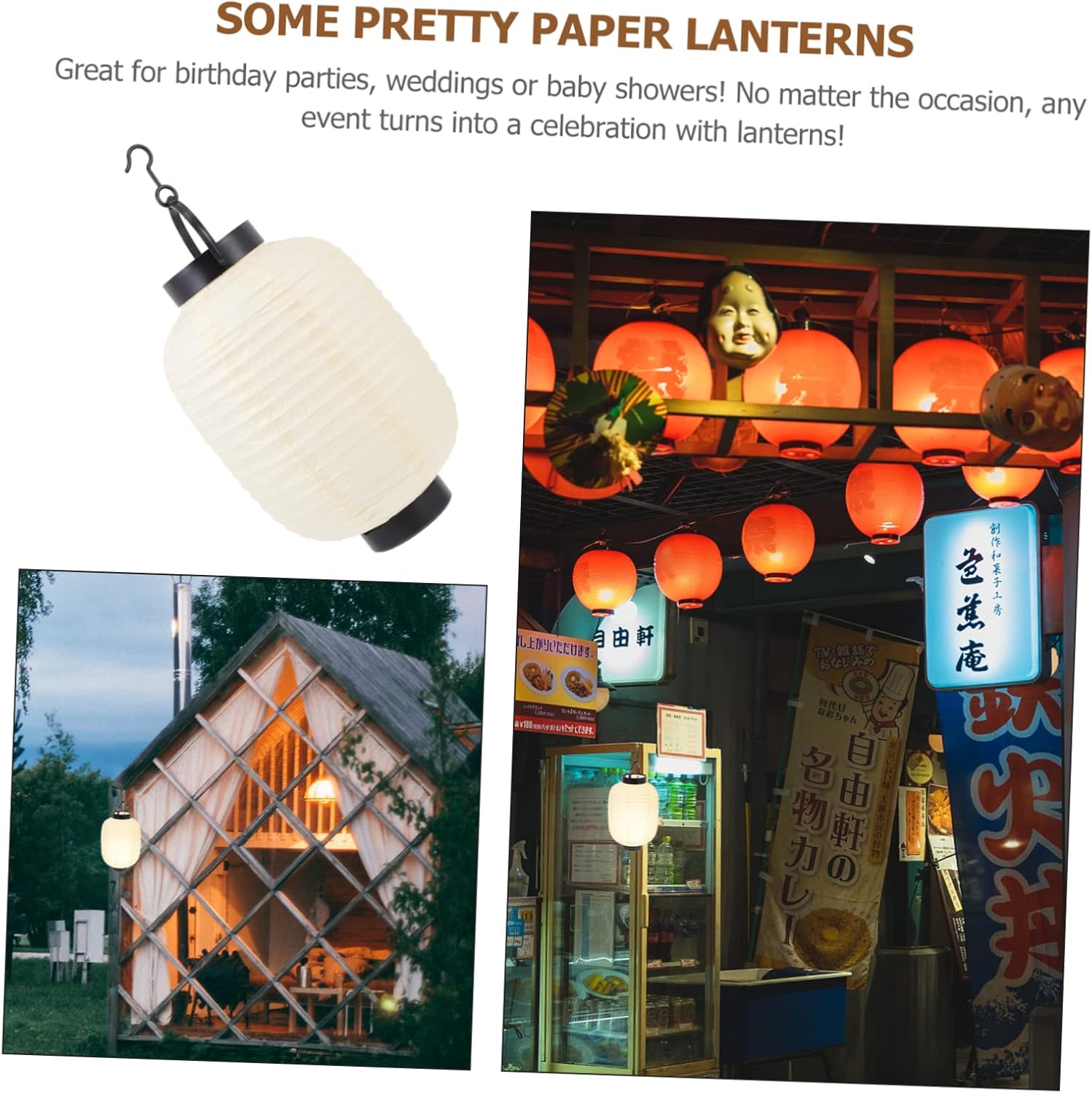 DOITOOL 10pcs Decorative Lantern with Light Japanese Style Folding Lantern for Parties Weddings and Home Decor Height