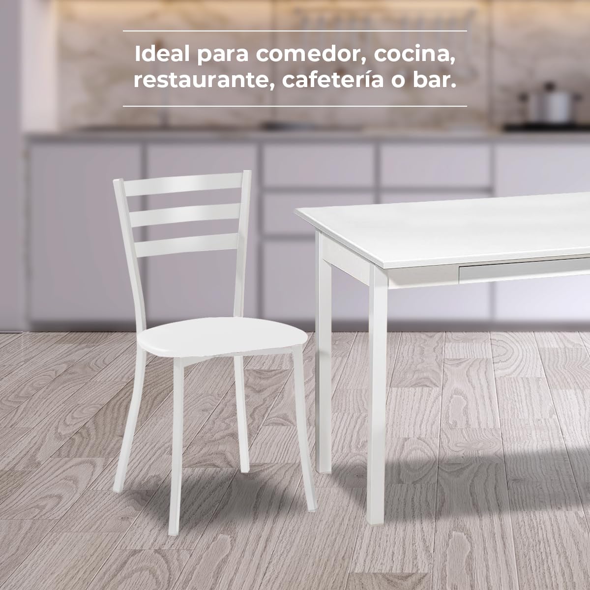 ASTIMESA SCMBLBL Due sedie da cucina, metallo, bianco, altezza della seduta 45 cm