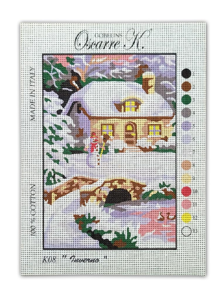 Oscarre K. gobelins - Set 4 Kit Ricamo Mezzo Punto Croce Completi - Canovaccio Stampato 30 x 22 cm (Ricamo Finito 23 x 16 cm) 4 Stagioni ver.1
