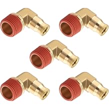 5PCS DOT Approved Quick Push to Connect Fittings, Brass 90 Degree Union Elbow 1/4" Tube OD x 3/8" NPT Thread Air Brake Line Adapter Air Suspension Kit for Car Truck Trailers