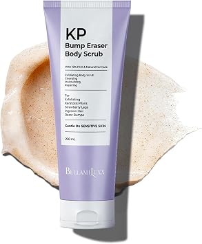 BellamiLuxx KP Bump Eraser Body Scrub Exfoliating Keratosis Pilaris, Strawberry Skin Treatment - Smooths Rough, Bumpy, Dry Skin on Arms, Legs, Buttocks - KP Scrub Wash Helps Reduce Ingrown Hair Bumps