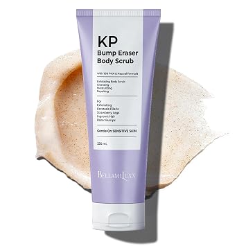 BellamiLuxx KP Bump Eraser Body Scrub Exfoliating Keratosis Pilaris, Strawberry Skin Treatment - Smooths Rough, Bumpy, Dry Skin on Arms, Legs, Buttocks - KP Scrub Wash Helps Reduce Ingrown Hair Bumps