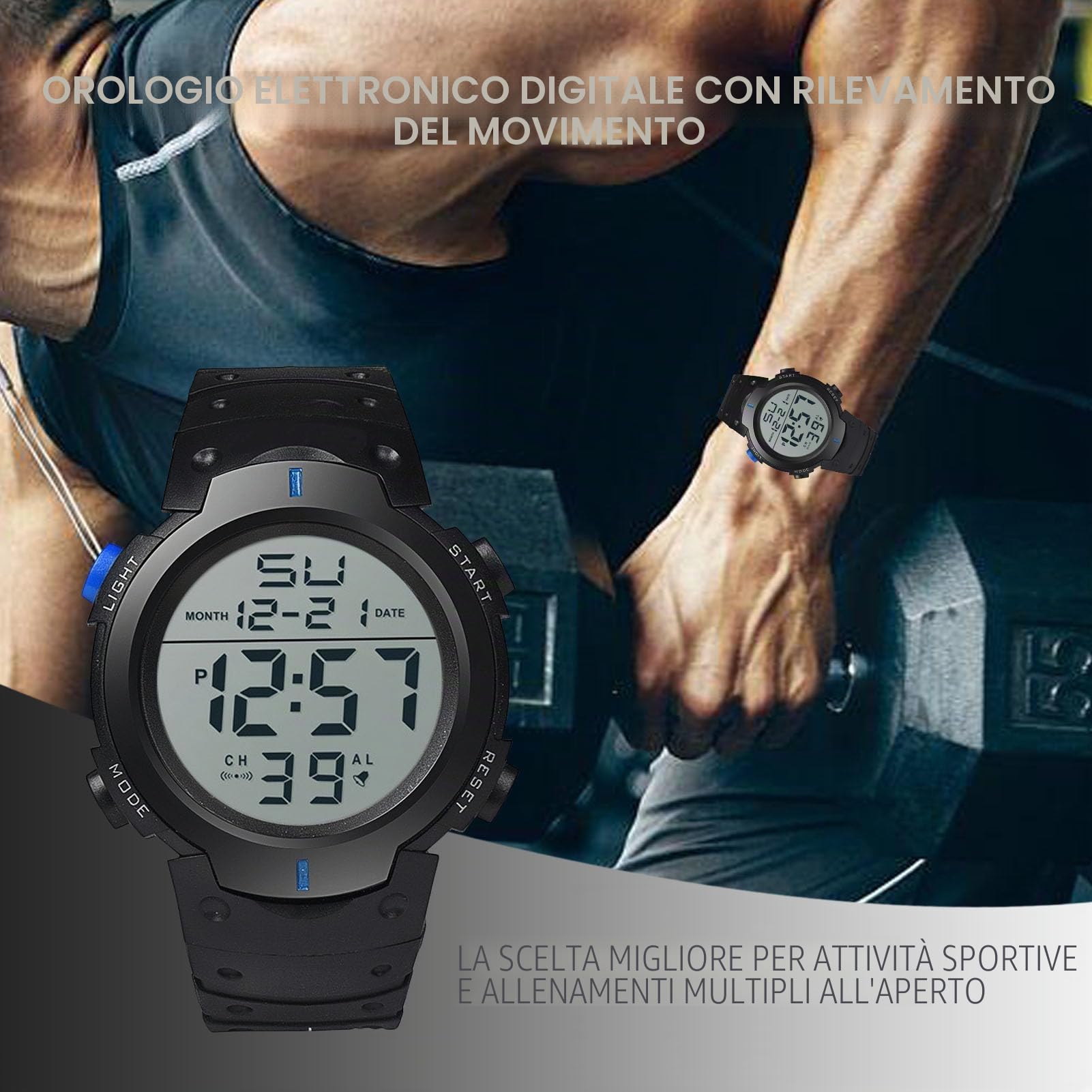 Orologio digitale da arbitro, impermeabile, cronometro, per partite sportive, ufficiale, per allenatori, orologio da polso militare con quadrante grande, retroilluminazione a LED, per corsa e