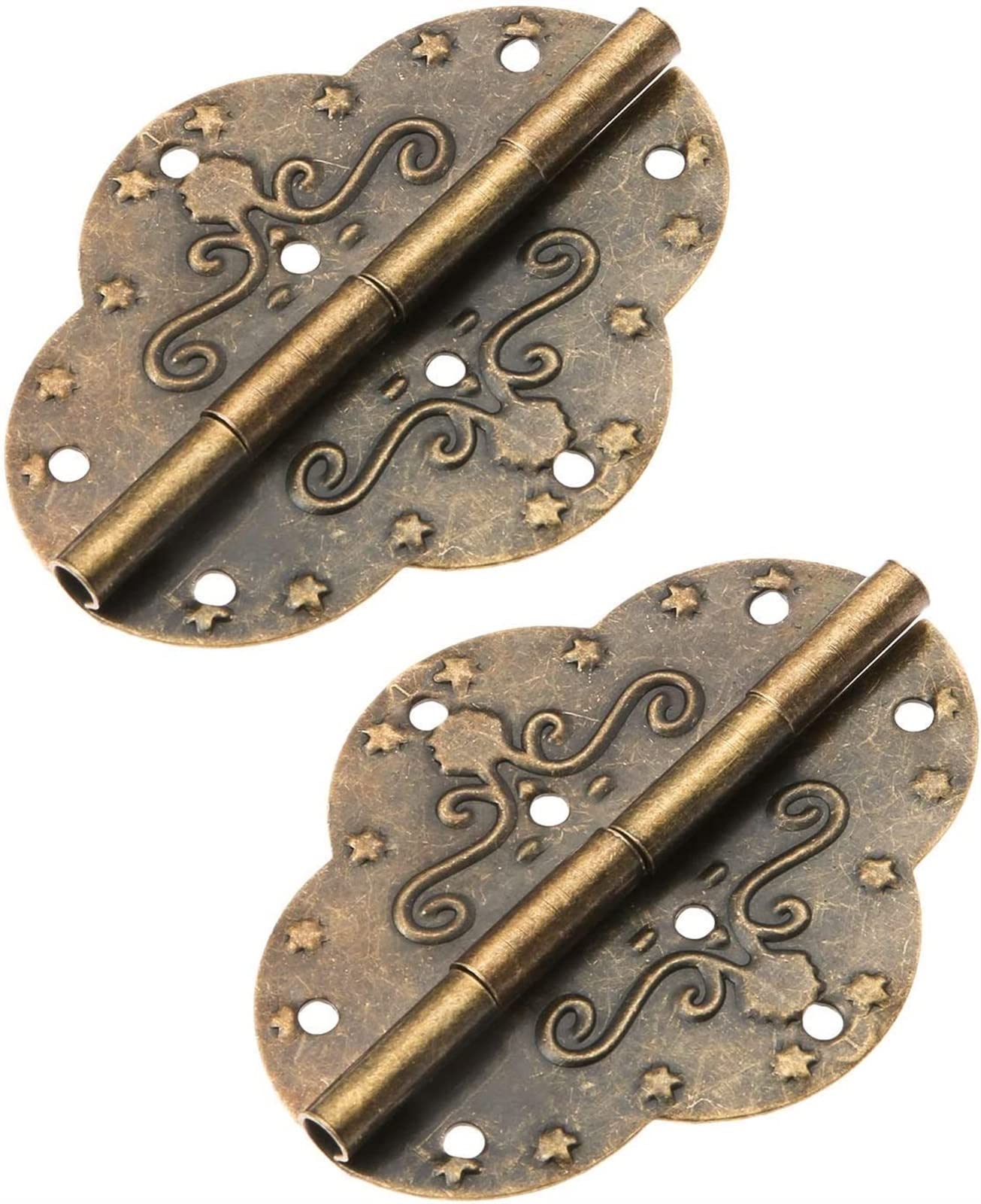 Zawiasy do drzwi w stylu retro, zawiasy składane samoblokujące, zawiasy czołowe, okucia do zawiasów do drzwi, zawiasy do drzwi 10 szt. 69x53mm zawiasy do szafek z antycznego brązu na biżuterię drewnia