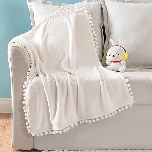 MIULEE Manta de vellón para bebé con borla de pompón para niños, niñas, bebés, recién nacidos, manta acogedora de franela suave, mullida, decoración disponible en Yaxa Guatemala