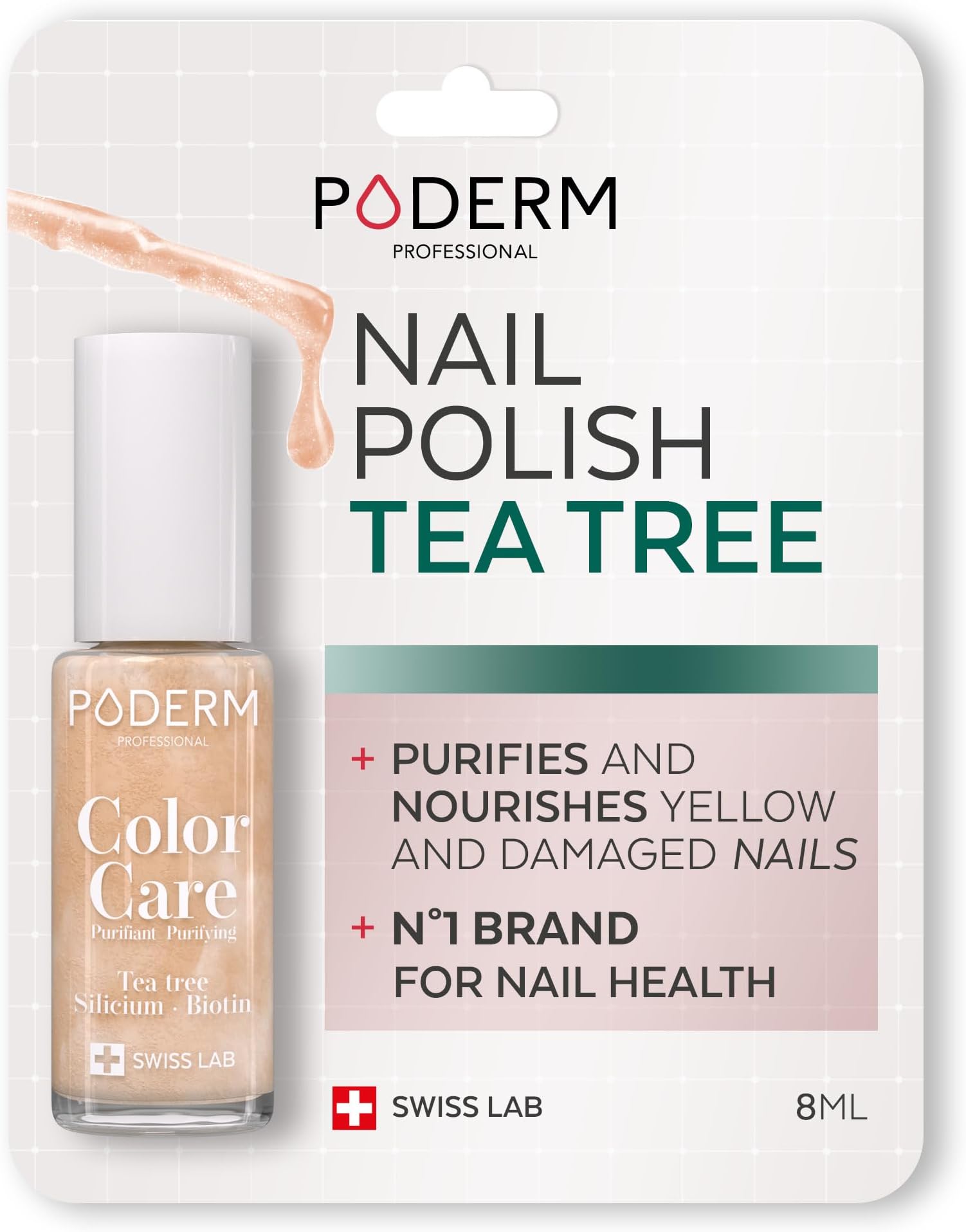 PODERM Nail Polish – Enriched with Tea Tree & Biotin – Improves Nail Appearance – Vegan Formula – For Hands & Feet – Swiss Made (Brilliant Gold)