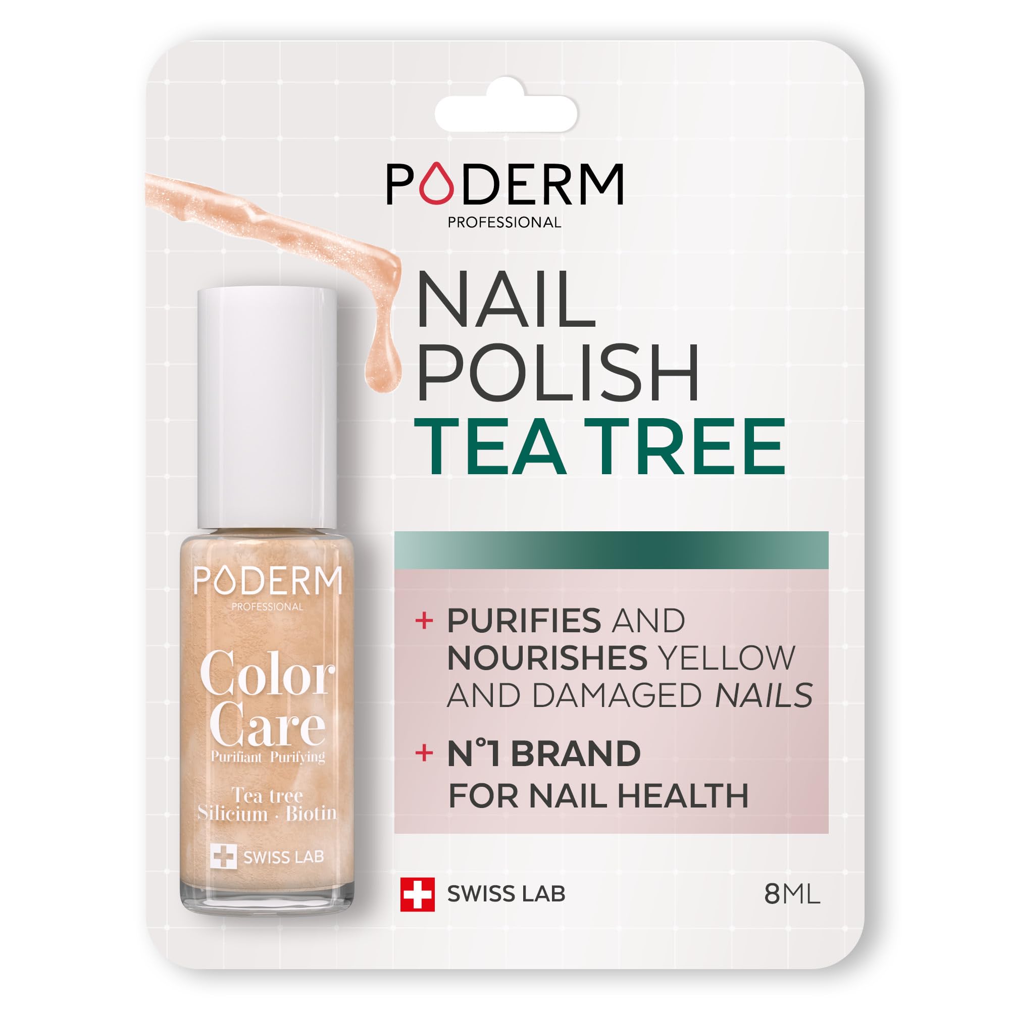PODERM - Nail Polish – Enriched with Tea Tree – Improves nail appearance – Ingredients Natural/Vegan - foot/hand - Swiss Made (Brilliant Gold)