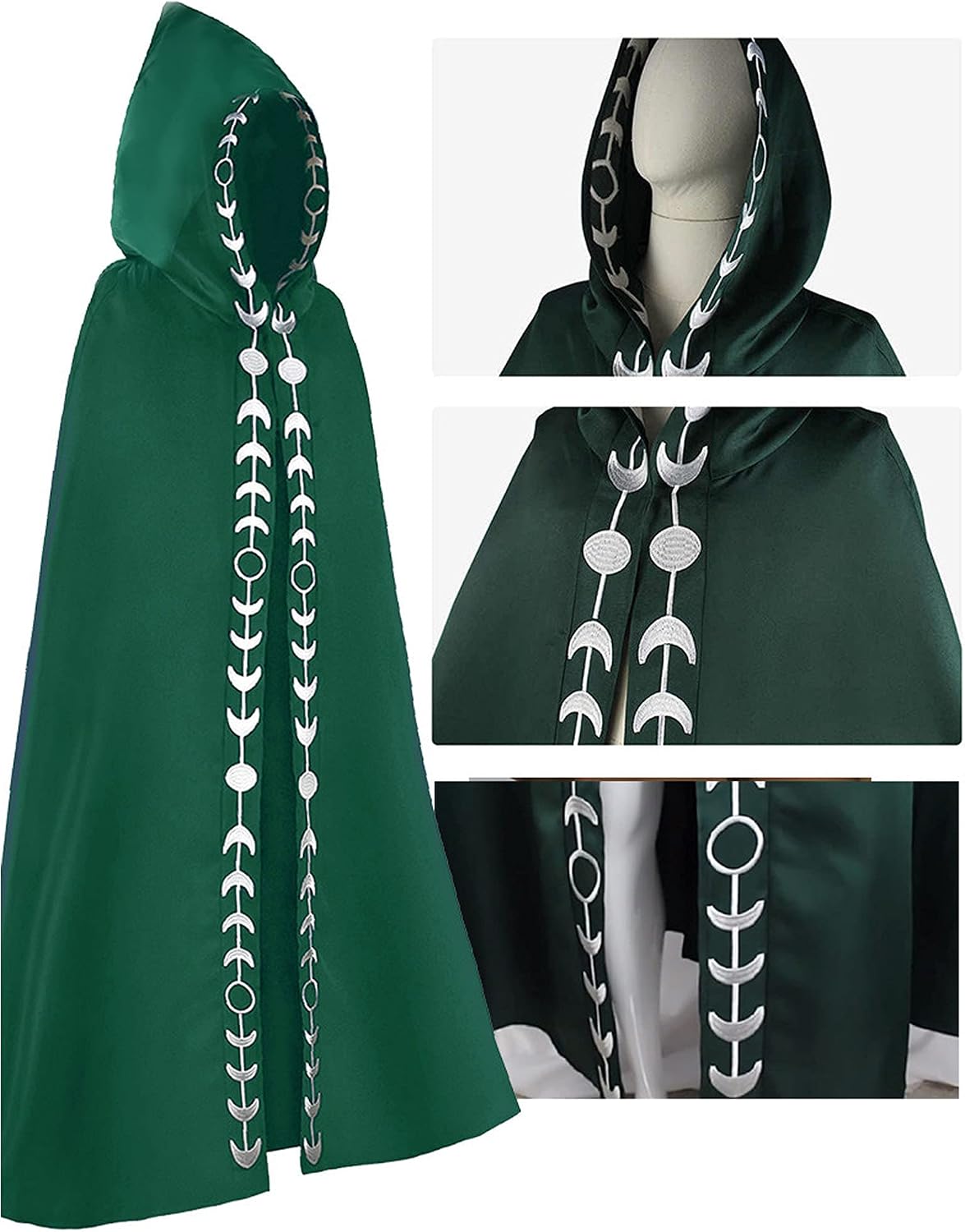 Unisex Renaissance Medieval Cloak Full Body Hooded Cape Halloween Cosplay Hooded Costumes for Women Men