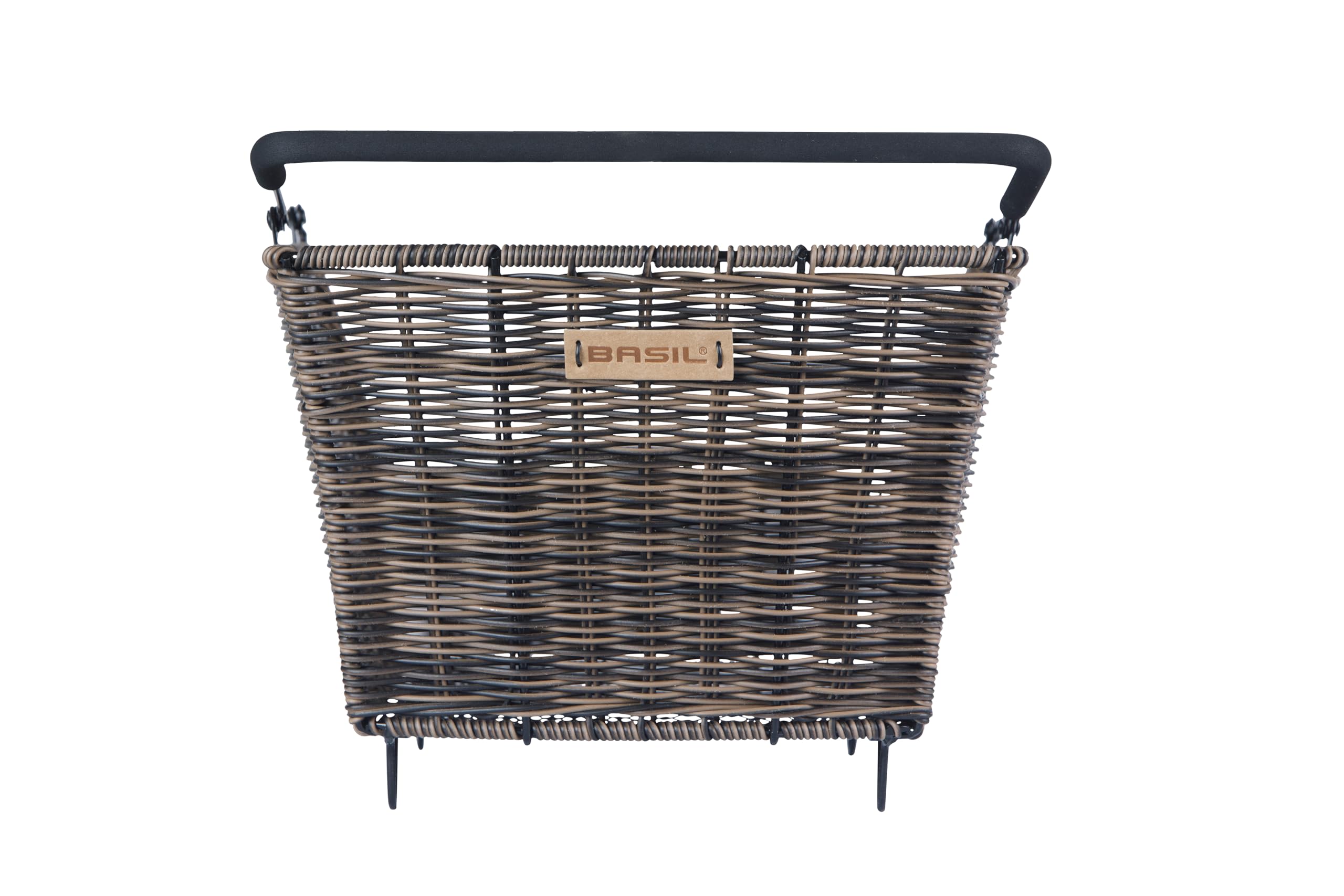 Basil Cento Fahrradkorb – Hinterrad – Multi-System – Rattan Look – wetterfest – 22 Liter – Braun