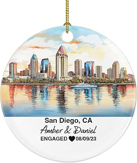 San Diego California CA Christmas Ornament, Engaged Married Family Together Couple Travel Honeymoon Wedding Engagement Marriage Mr Mrs