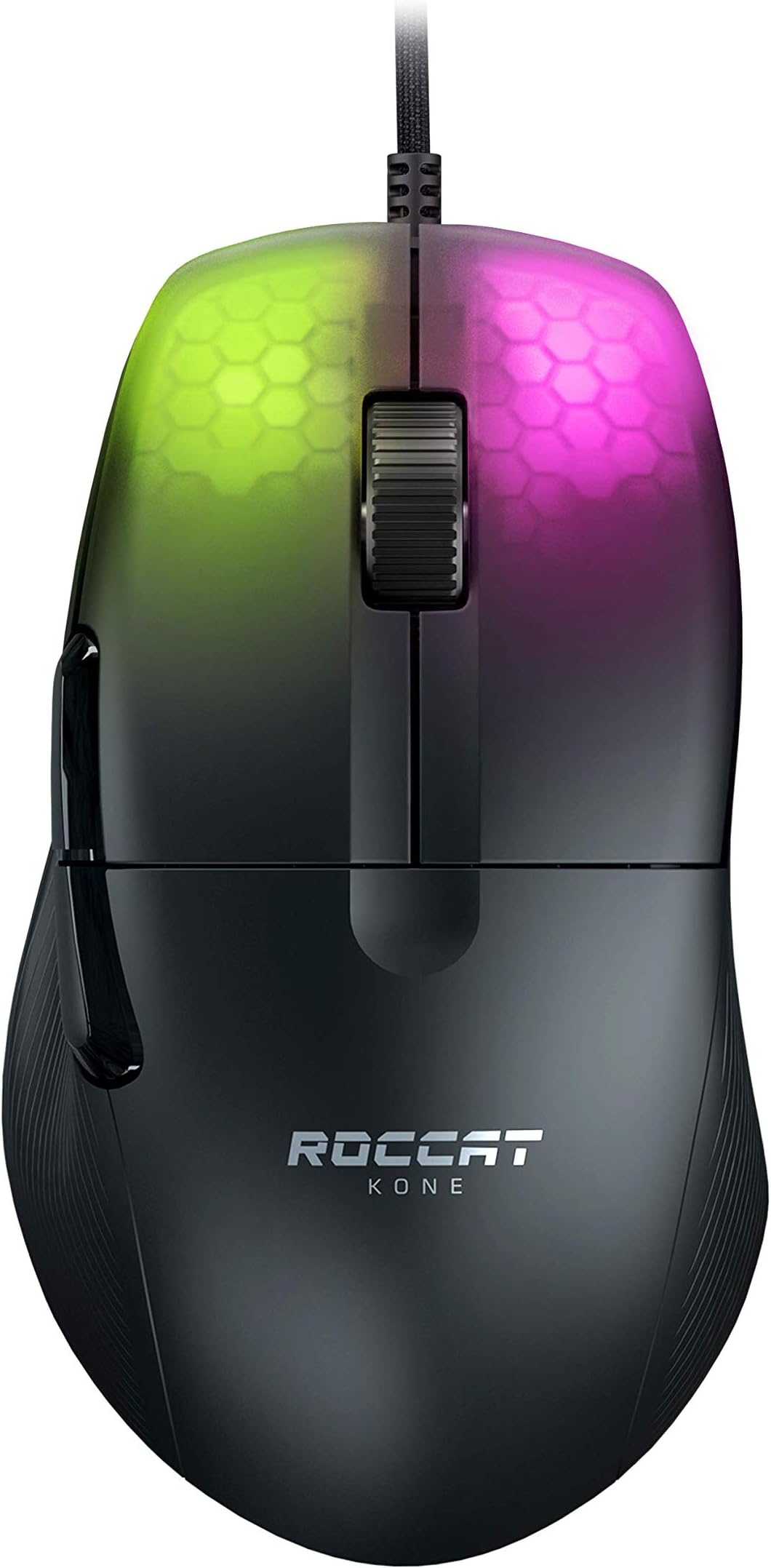 ROCCAT Kone Pro Wired Gaming Mouse, Black/Black, Optical/19K, Optical Switch, Side Buttons, Lightweight 2.3 oz (66 g), PTFE, Reflex, RGB, German Design