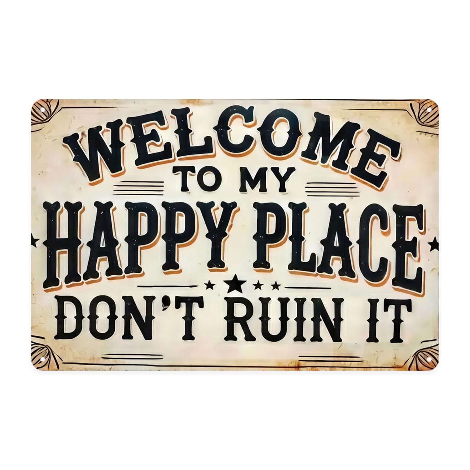 Welcome To My Happy Place Tin Sign Vintage Home Decor Metal Print Aesthetic Room Decoration For Bedroom Dorm Bathroom Wall Metal Tin Sign 8X12 Inch